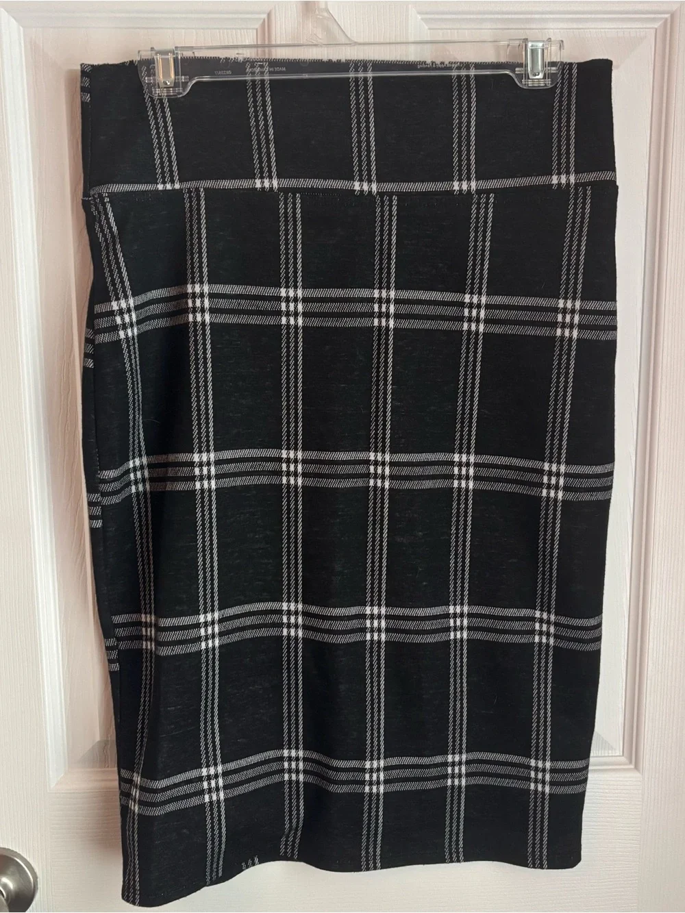 Women's XL Black and White Plaid Pencil Skirt